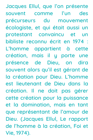 Une perspective biblique de l'écologie (1e partie)